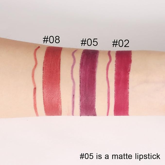 evpct 1Pcs Plum Purple Lip Liner and Lipstick Set Kit for Women Matte Lips Kit with Lip Liner Lip Stains Long Lasting Waterproof 24 Hour Lipstick and Lip Liners Combo Lipliners Pencil Set 05#