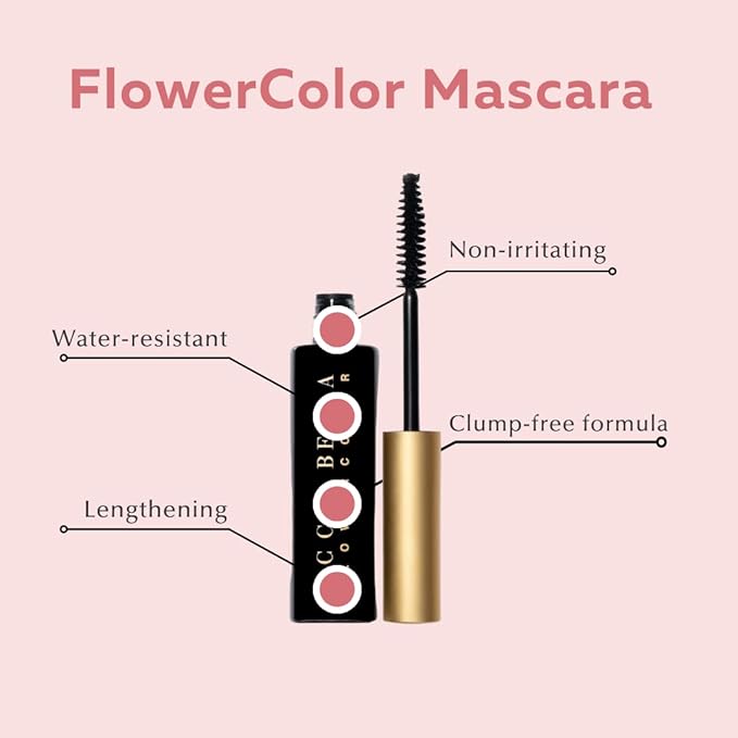 Ecco Bella FlowerColor Organic Mascara – Ideal for Sensitive Eyes – All Natural, Vegan & Waterproof – Clean Brown Mascara, Long-Lasting, Smudge-Free & Gluten-Free for Beautiful Lashes