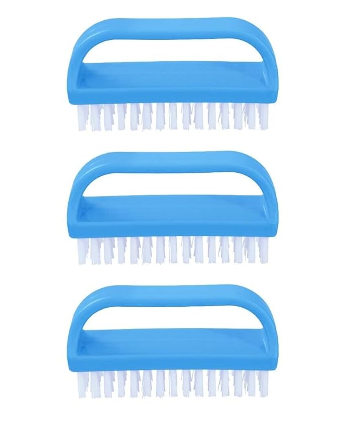 Superio Nail Scrubber Brush Nail Brush for Cleaning Fingernails Hand, and Toes, Small Scrub Brush Hand Scrubber Fingernail Brush Cleaner with Handle- Stiff Bristles, (3 Pack)