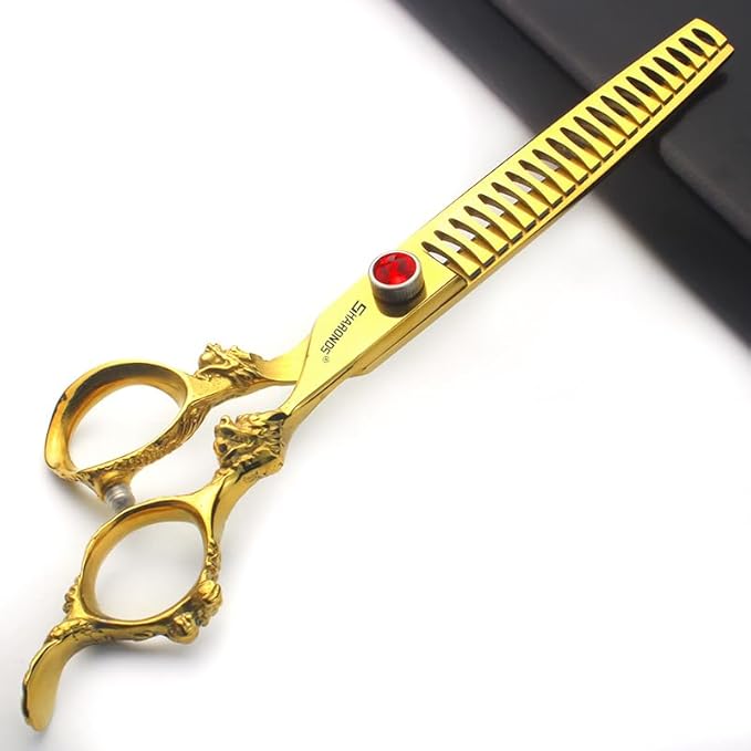 6 inch /7 inch salon professional salon scissors salon hairdresser hair cutting hairstyle pruning tools Japan 440c high hardness stainless steel golden (7 inch 2pc-B)