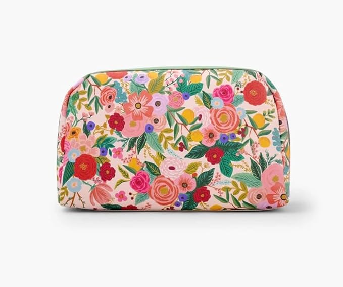 RIFLE PAPER CO. Garden Party Large Cosmetic Pouch for Storing Small Accessories, Includes Gold Zipper, Printed in Full Color with Stylized Pattern and Foil Stamped Logo