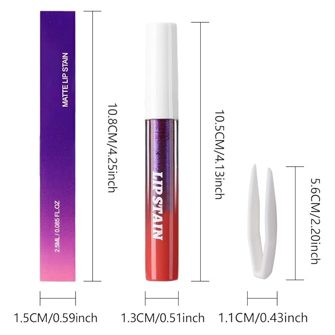 Matte Liquid Lip Stain Peel Off Lip liner Tattoo with Tweezer, Red Liquid Lipstick Lipstain Long Lasting Waterproof for Women, Highly Pigmented Not Faded Smudge-proof Easy to Apply, 03