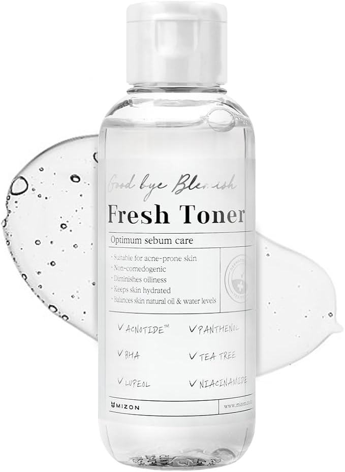MIZON Goodbye Blemish Fresh Toner, BHA, Niacinamide for Excessive Sebum, Troubled Skin, Acne Treatment, Breakout Treatment, Korean Skincare, Acne Spot Treatment, Smooth Skin (120ml/4.05 fl. oz.)