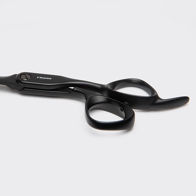 Fromm Dare 5.75" Precision Slide and Point Hair Cutting Shears with Semi-Convex Blade for Expert Salon Stylists, Matte Black Japanese Steel Scissors