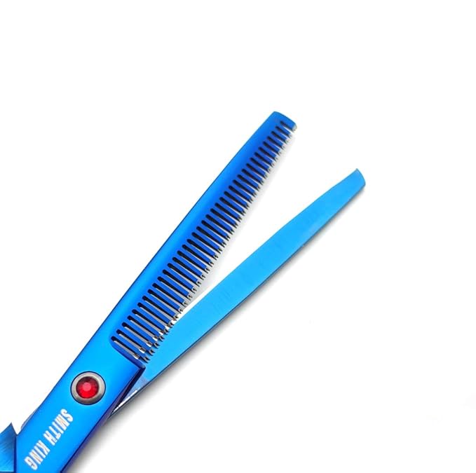 7.0 Inches Professional hair cutting thinning scissors set with razor (Blue)