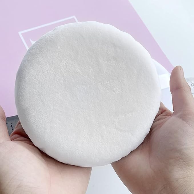 2 PCS large Powder puff, 5 inch cotton super soft Powder puff, washable, loose powder puff, body puff round (White)