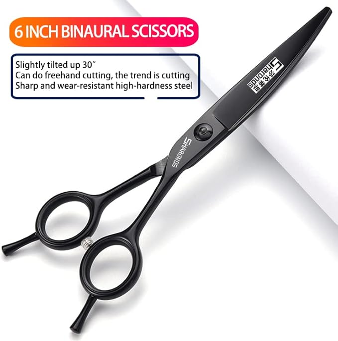 6+7 inch hair stylist barber scissors black plate dragon 440C hairdressing cutting scissors+thinning scissors (5PC)