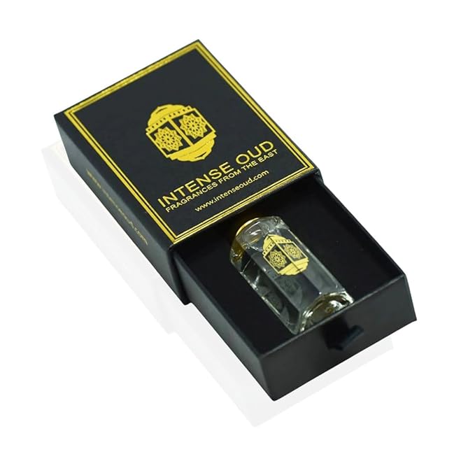 INTENSE OUD Khashab Al Sandal Long Lasting Arabian Perfume Oils for Women 12ML (0.40 OZ) Fragrance Oil with Cardamom, Violet, Sandalwood & Coconut - Concentrated Perfume Oil in Black Gift Box