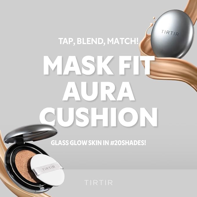 TIRTIR Mask Fit Aura Silver Cushion Foundation | Semi-glow Finish, Natural Coverage, Moisturizing, Lightweight, Korean cushion foundation (#31N French Beige, Full Size, 0.63 Fl Oz)