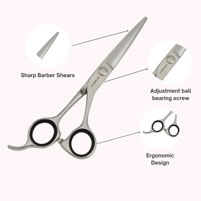 Right-Handed Hair Cutting Scissors – Stainless Steel Barber Shears with Ball Bearing Adjustment Screw – Grooming Tool for Men and Women