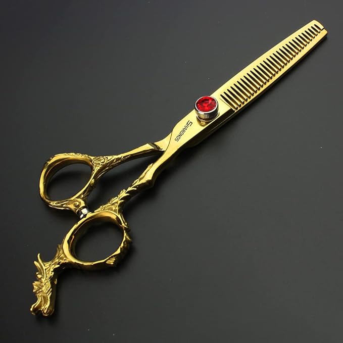 6/7-inch professional hairdresser set, stainless steel scissors hairdresser's exclusive hairdresser. (6 inch-2pc-C)