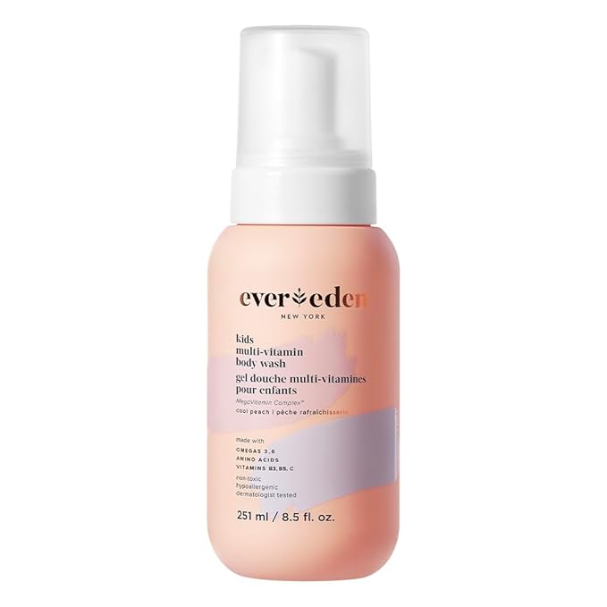 Evereden Multi-Vitamin Kids Body Wash Cool Peach: Gentle Body Wash Sensitive Skin Nourishment & Hydration Formula | Clean Non-Toxic for Kids | 8.5 fl oz.