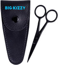 Big Kizzy Small Scissors for Weft Extensions - sharp enough to cut extension panels, nylon sewing thread, and cotton sewing thread - comes with leather pouch