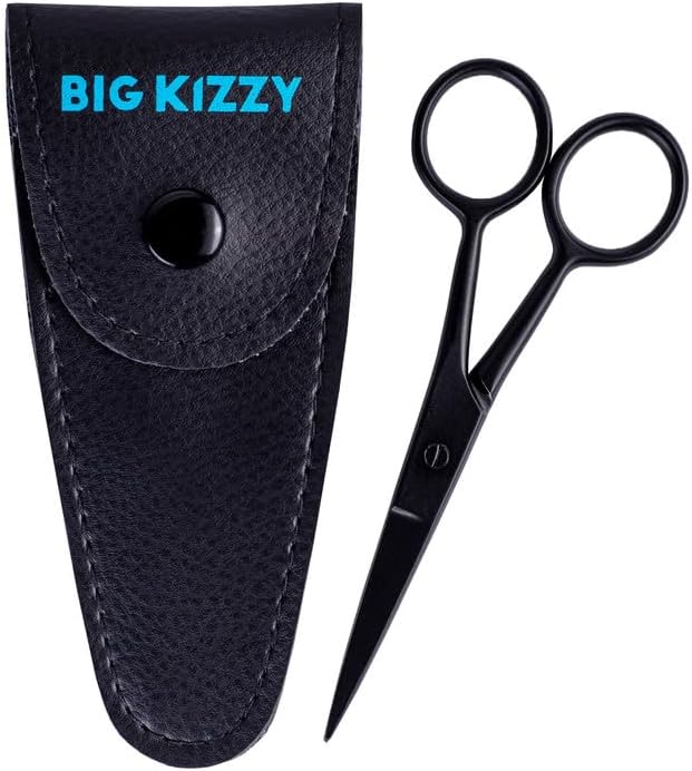 Big Kizzy Small Scissors for Weft Extensions - sharp enough to cut extension panels, nylon sewing thread, and cotton sewing thread - comes with leather pouch