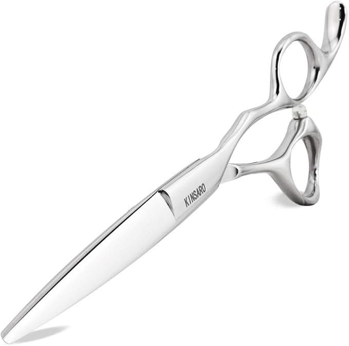 Professional Hair Shears 6" Silvery Blind Hole Sharp Hair Cutting Scissors Haircut Barber Scissors Barber Shears Convex Edge 440C KINSARO for Hairdresser Barbershop or Home Use
