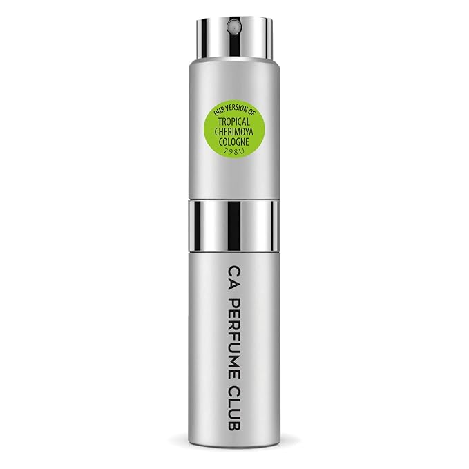 CA Perfume Impression of Tropical Cherimoya Cologne for Women and Men Floral Fruity Scent Long Lasting Unisex Fragrance Eau De Parfum Travel Size Refillable Atomizer Spray 0.27 Fl Oz 8ml