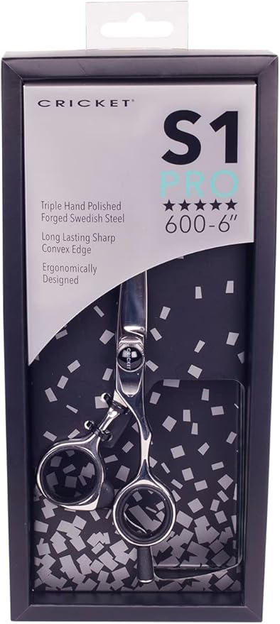 Cricket S1 Pro Series 600 6 inch Haircut Shears, Stylist Barber Salon Tools, Hair Cutting Scissors Professional, Convex Edge, Swedish Steel Hair Scissors Professional for Women and Men