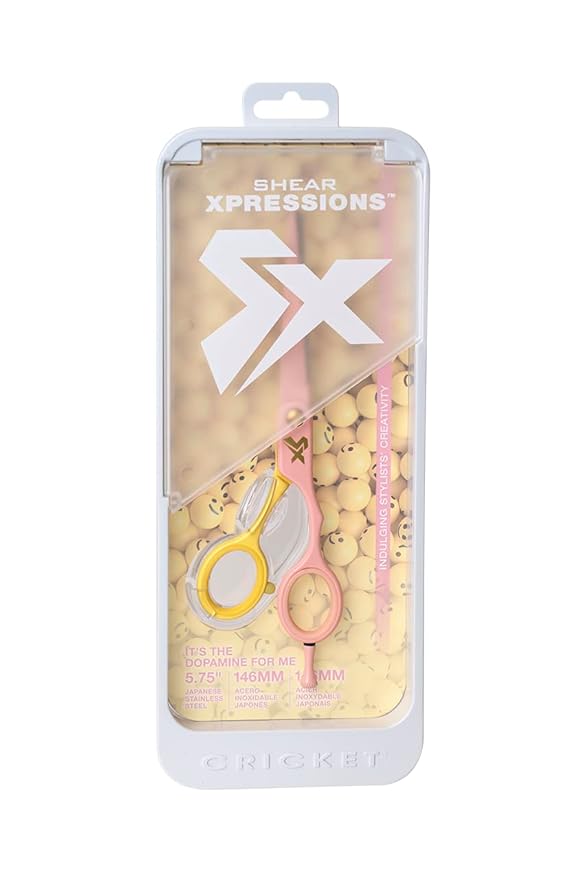 Cricket Shear Xpressions It's All Good 5.75" Professional Hair Cutting Scissors - Barber Scissors, Japanese Stainless Steel for Stylists and Home Use, It's The Dopamine For Me, Pink