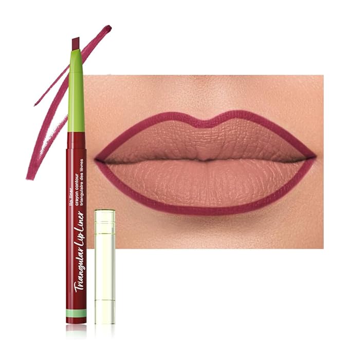 evpct Dark Wine Red Triangle Lip Liner Pencil Stick for Women, Retractable Lips Liner Pen Triangle Tip for Sculpting Filling Plumping, Longwear Lipliners Pencil Vegan Cruelty Free Lip Filler Plumper