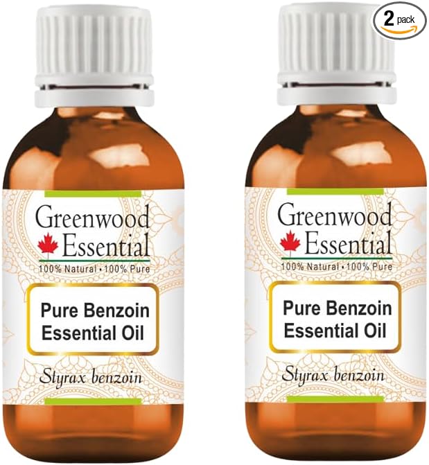 Greenwood Essential Pure Benzoin Essential Oil (Styrax Benzoin) Steam Distilled (Pack of Two) 30ml X 2 (2 oz)