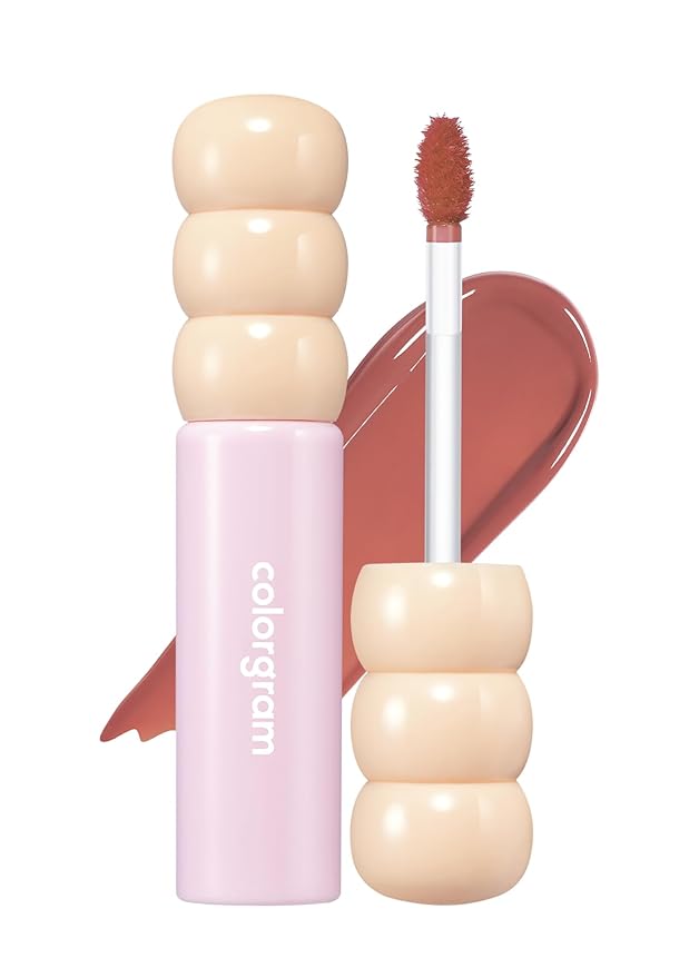 COLORGRAM Fruity Glass Tint 05 Soft Persimmon | Korean Long Lasting & Waterproof Lip Stain | Glossy Dewy Lip Gloss, Highly Pigmented Subtle Coral Beige Shade with Glowing effect 0.11 Oz.