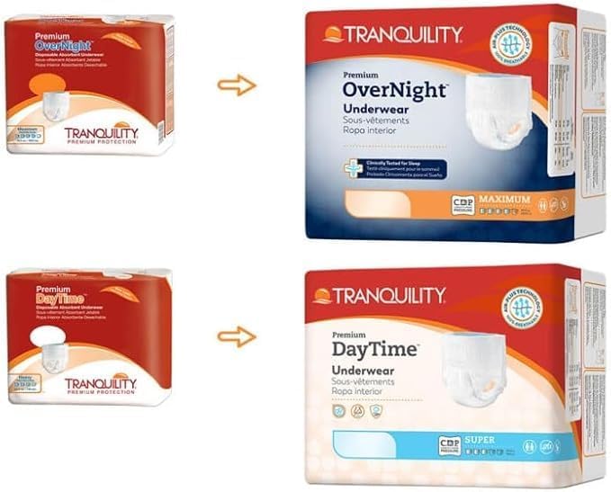 Tranquility Premium Overnight Disposable Absorbent Underwear (14 Count) - XL, 48-66 in. Waist - Maximum Absorbency, All-Night Sleep, Breathable Comfort, Adult Diapers