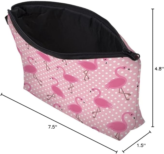 Cute Travel Makeup Bag Cosmetic Bag Small Pouch Gift for Women (Pink Flamingo)