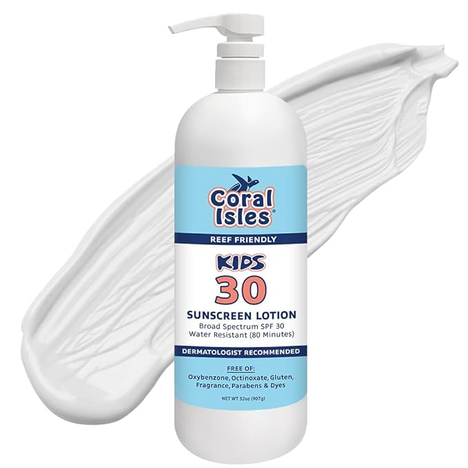 Coral Isles by Rocky Mountain Sunscreen | SPF 30 Lotion | Broad Spectrum UVA/UVB Protection | Hawaii Reef-Safe Act Compliant | Oxybenzone & Octinoxate Free | Water Resistant 80 Min. | 32 Fl Oz
