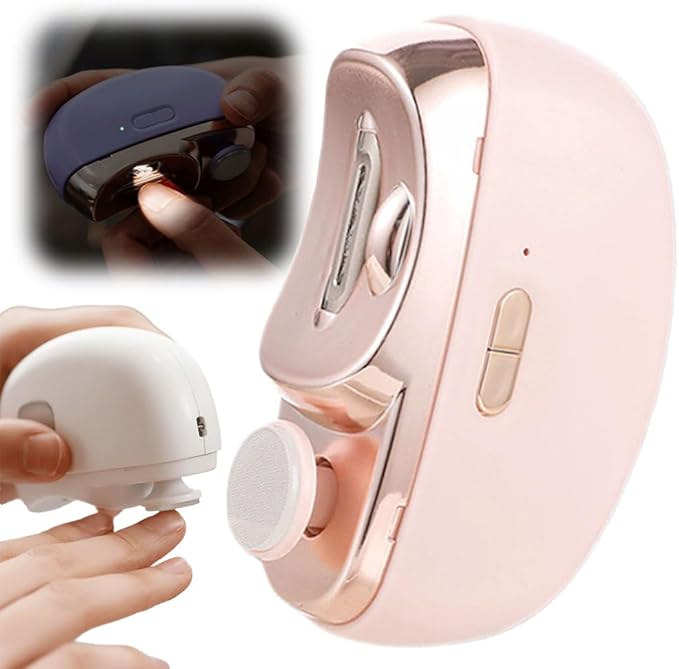 2 in 1 Electric Polishing Automatic Nail Clippers, Electric Nail Trimmer Electric Nail Clipper with 2 Adjustable Speeds, Nail Trimmer for Seniors, Kids, Adults (Pink)