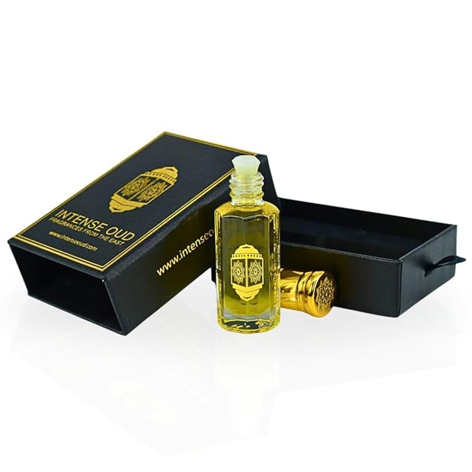 INTENSE OUD Platinum Sand Long Lasting Arabian Perfume Oils for Women 12ML (0.40 OZ) Fragrance Oil with Sweet Peach, Warm Amber & Creamy Vanilla - Concentrated Perfume Oil in Black Gift Box