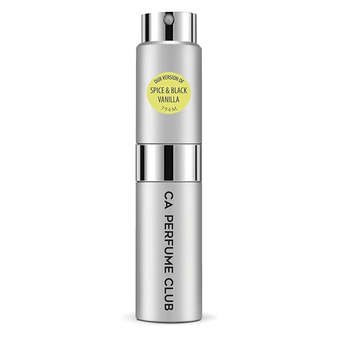 CA Perfume Originals Spice & Black Vanilla for Men Vanilla Scent Long Lasting Cologne for Men Eau De Parfum Travel Size Refillable Atomizer Spray 0.27 Fl Oz 8ml