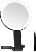 Lighted Makeup Mirror, 30X Magnifying Mirror with Light, Hanging and Handheld Mirror with Handle,Black