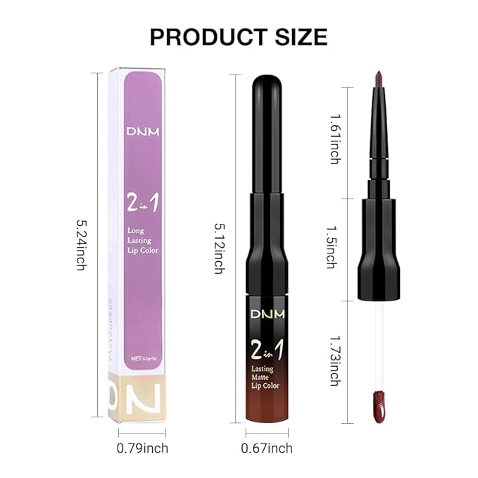 1Pcs 2 in 1 Dark Red Matte Lip Liner and Liquid Lipstick Stain Makeup Set for women, Red Long Lasting Smudge Proof Lip Tint Matte Finish Lip Gloss for All-Day Color Hold Easy to Use 15#