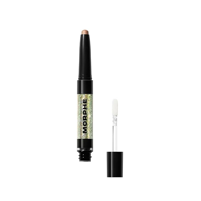 Morphe Mixed Signals Dual-Ended Eyeshadow Stick - Cream Eyeshadow Pigment & Chrome Liquid Flakes for Bold, Layered Eye Makeup Looks - Partner/Player (0.96 oz)