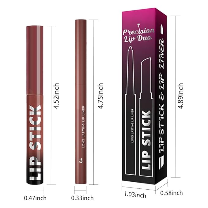 6Pcs 2 in 1 Orange Red Brown Plum Lip Liner and Lipstick Combo Set for Women,Lipstick Stain Lip Liner for Daily & Party Long Lasting Waterproof Smudge Proof 24 Hour Full Coverage Vegan Lip Makeup Kit