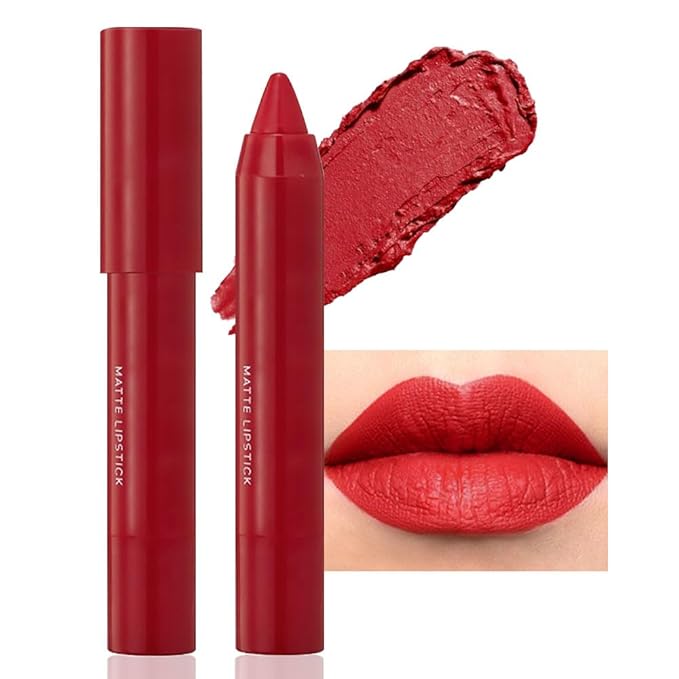 BINGBRUSH Crayon Matte Longwear Lipstick Pack Set,Moisture Smooth Color Stick Ultimate Lip Crayon for Makeup Collection - Waterproof Velvet Lipgloss (08#, 1 Count (Pack of 1))