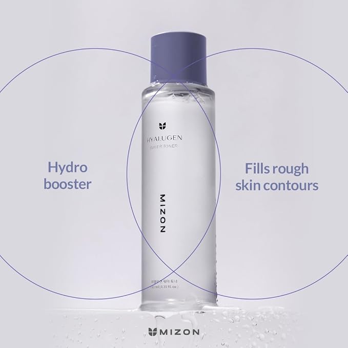 MIZON Hyalugen Water Toner for Deep Hydration and Better Skin Texture with Marine Collagen and Hyaluronic Acid Total Care Korean Skincare(4.39 oz)