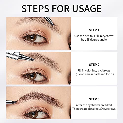 Microblading Eyebrow Pencil, Eyebrow Pen with an Upgrade Micro-Fork Tip Applicator, Waterproof Microblading Brow Pen,Last All Day, Brow Pencil for Natural Looking Brows Makeup (Gray)
