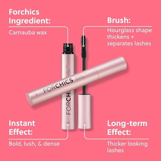 ForChics- Nourishing Eyelash Growth Mascara - Volumizing & Lengthening, Moisturizing Black Formula for Sensitive Eyes, Enhances Thickness & Health