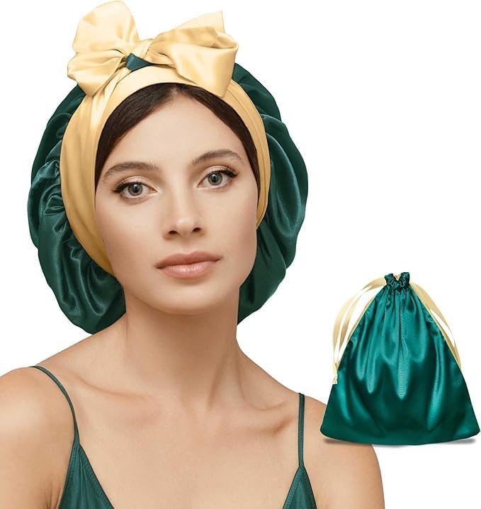 100% Mulberry Silk Bonnet for Sleeping Women with Curly Hair – Alternative to Double Layer Satin Bonnet with Tie Band