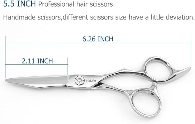 5.5 Inch Hair Cutting Scissors Barber Hair Shears Professional Haircut Scissors Hair Cut 440c Hairdresser Barber Shears KINSARO for Hairdresser Barbershop or Home Use