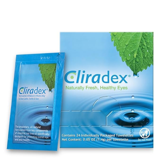 Towelettes - Natural Face, Eyelash & Eyelid Cleanser - Wipes for Demodex, Blepharitis, Mgd and Red Irritated Eye Lid - Tea Tree Oil Extract.