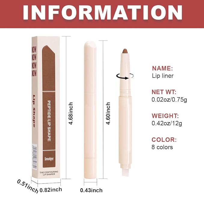 SUAKE Plump Matt Lipstick Lipliner Pencil Pack,Waterproof Crayon with Silicone Smudger for Define Contours & Sculpting Lip, Longwear Moisture Smooth Creamy Formula for Lip Makeup (07# Lean)