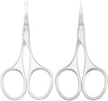 Multicolor Professional Grooming Scissors for Personal Care Facial Hair Removal and Ear Nose Eyebrow Trimming Stainless Steel Fine Straight Tip Scissors 3.9 Inch (Curved Silver Set)