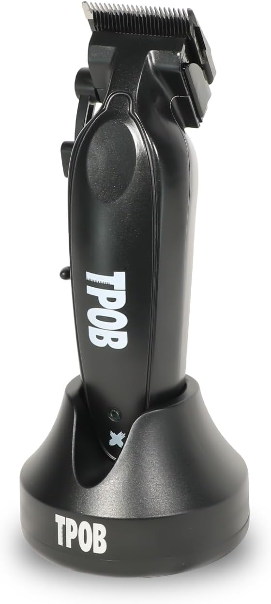 TPOB X Digital Brushless 6800rpm Professional Hair Trimmer Hair Clippers for Men, Psycho Zero Gapped T-Blade Trimmer Cordless Rechargeable Edgers Clippers (X Clipper Black with Stand)