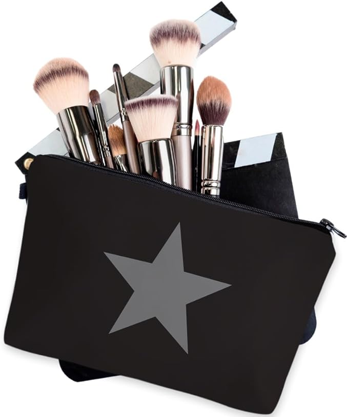 Small Makeup Bag Cosmetic Bag for Women, Pretty Design Organizer Case with Zipper Closure, Lightweight and Water-Resistant Make Up Bag - 8.65"x 5.35" x 7.08"（Pentagram）