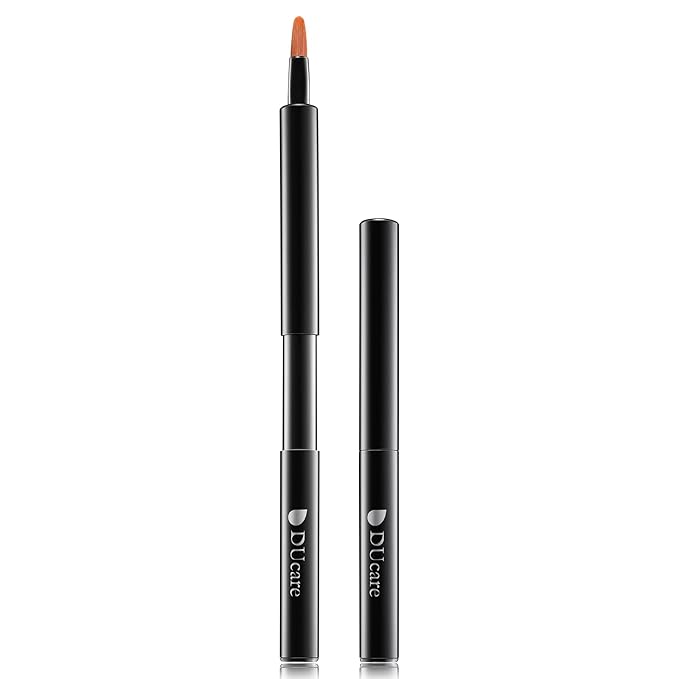 DUcare Lip Brush Retractable Professional Lipstick Brush Travel Portable Vanity lip scrub brush Gloss Makeup Brush Tool (Black)