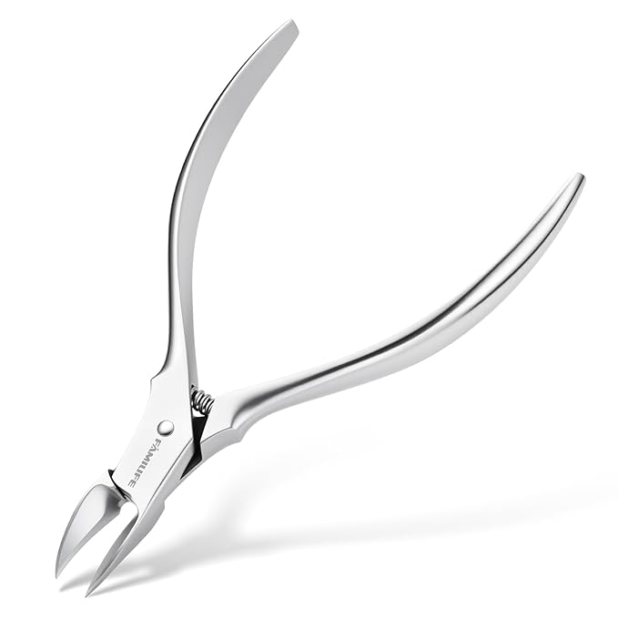 FAMILIFE Cuticle Nippers Scissors – Professional Stainless Steel Cuticle Trimmer for Thick Nails, Ingrown Toenails & Seniors, Sharp Durable Blades with Ergonomic Handle for Salon & Home Use