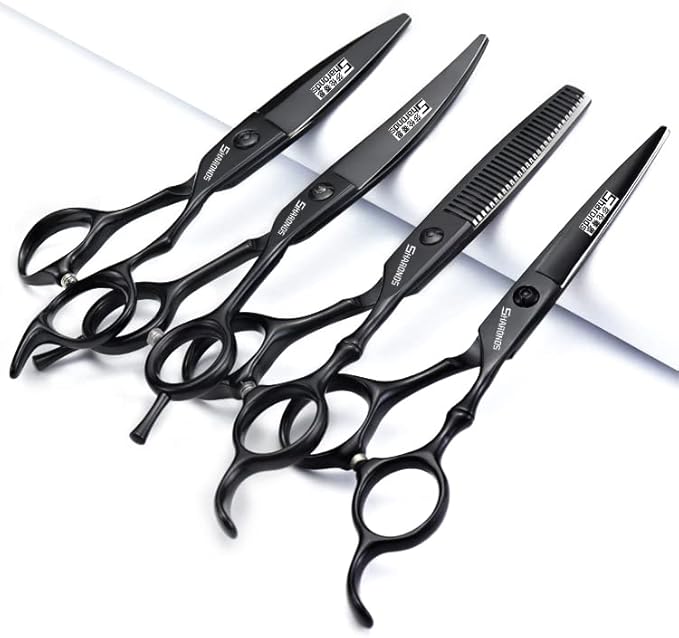 SHARONDS 6/7 Inch Professional 440C Hair Cutting Scissor Salon Hairdressing Thinning Shears Perfect for Barber and Home Use (6 in 4pc)
