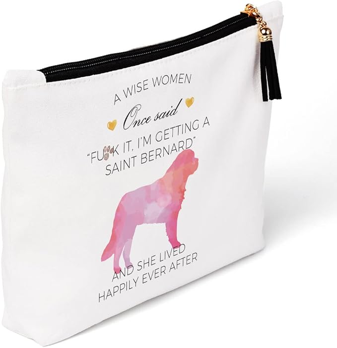 Dog Gifts for Dog Lovers, Saint Bernard Stuff Merch Decor, Dog Mom Gifts for Women Women, Unique Christmas Birthday for Dog Lover Owners, Crazy Dog Lady Gifts, Dog Makeup Bag ?etting A Saint Bernard